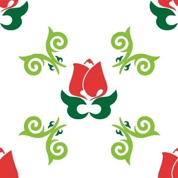 Floral pattern Tatar Native Ornamental border with tulips. Culture of the Tat Stock Illustration