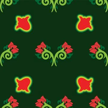 Floral pattern Tatar Native Ornamental border with tulips. Culture of the T.. 스톡 일러스트