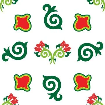 Floral pattern Tatar Native Ornamental border with tulips. Culture of the T.. Stock Illustration