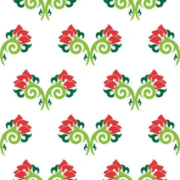 Floral pattern Tatar Native Ornamental border with tulips. Culture of the T.. Stock Illustration