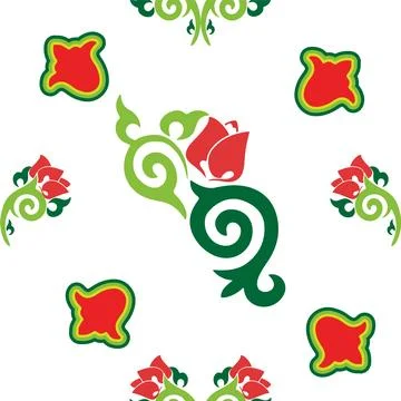 Floral pattern Tatar Native Ornamental border with tulips. Culture of the T.. Stock Illustration