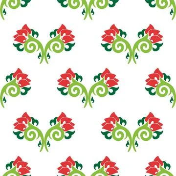 Floral pattern Tatar Native Ornamental border with tulips. Culture of the T.. イラスト素材