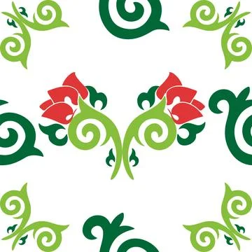 Floral pattern Tatar Native Ornamental border with tulips. Culture of the Tat Stock Illustration