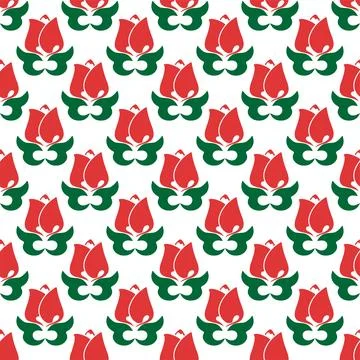 Floral pattern Tatar Native Ornamental border with tulips. Culture of the T.. Stock Illustration