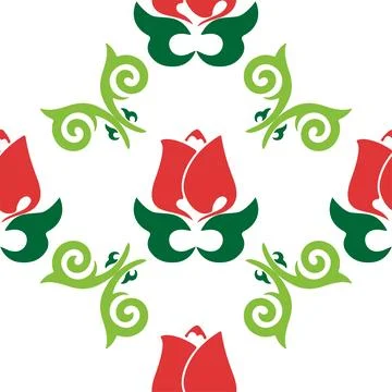 Floral pattern Tatar Native Ornamental border with tulips. Culture of the T.. Stock Illustration