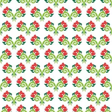 Floral pattern Tatar Native Ornamental border with tulips. Culture of the T.. Stock Illustration