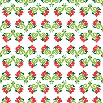 Floral pattern Tatar Native Ornamental border with tulips. Culture of the T.. Stock Illustration