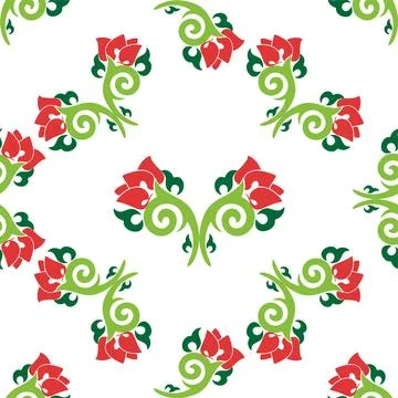 Floral pattern Tatar Native Ornamental border with tulips. Culture of the T.. Illustrazione stock