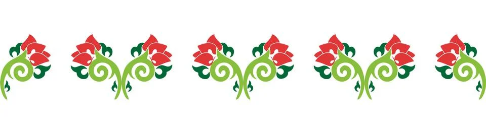 Floral pattern Tatar Native Ornamental border with tulips. Culture of the Tat Stock Illustration