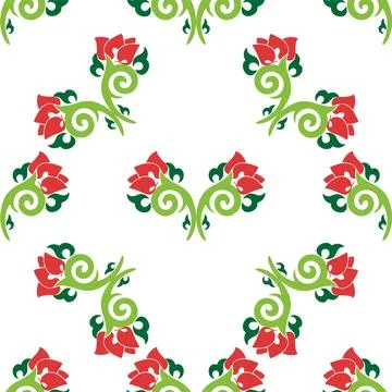 Floral pattern Tatar Native Ornamental border with tulips. Culture of the T.. イラスト素材