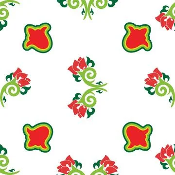 Floral pattern Tatar Native Ornamental border with tulips. Culture of the T.. Illustrazione stock