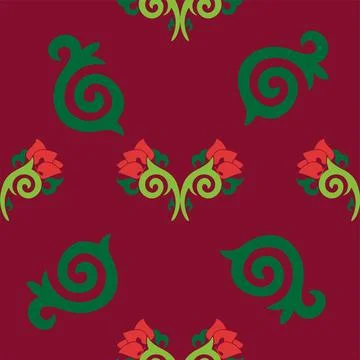 Floral pattern Tatar Native Ornamental border with tulips. Culture of the T.. Stock Illustration