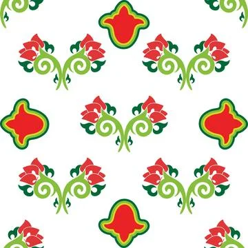 Floral pattern Tatar Native Ornamental border with tulips. Culture of the T.. 库存插图