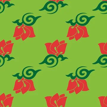 Floral pattern Tatar Native Ornamental border with tulips. Culture of the Tat Stock Illustration