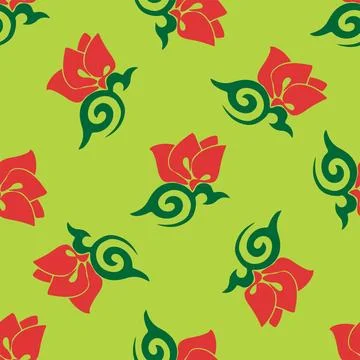Floral pattern Tatar Native Ornamental border with tulips. Culture of the Tat Stock Illustration