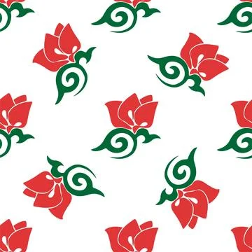 Floral pattern Tatar Native Ornamental border with tulips. Culture of the Tat Stock Illustration