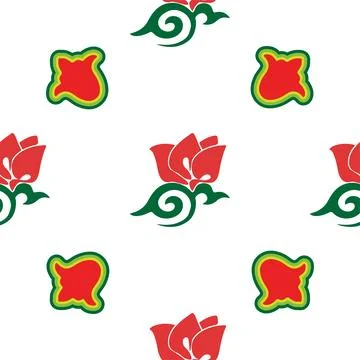 Floral pattern Tatar Native Ornamental border with tulips. Culture of the Tat Stock Illustration