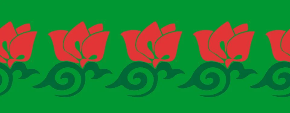 Floral pattern Tatar Native Ornamental border with tulips. Culture of the T.. イラスト素材