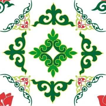 Floral pattern Tatar Native Ornamental border with tulips. Culture of the Tat Stock Illustration