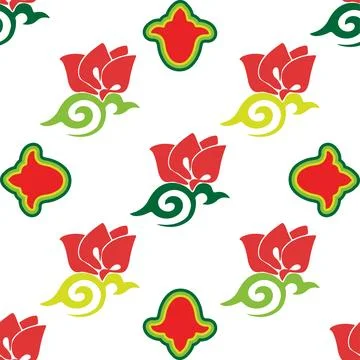Floral pattern Tatar Native Ornamental border with tulips. Culture of the Tat Stock Illustration
