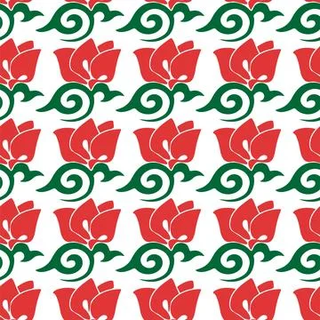 Floral pattern Tatar Native Ornamental border with tulips. Culture of the Tat Stock Illustration