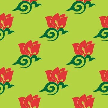 Floral pattern Tatar Native Ornamental border with tulips. Culture of the Tat Stock Illustration