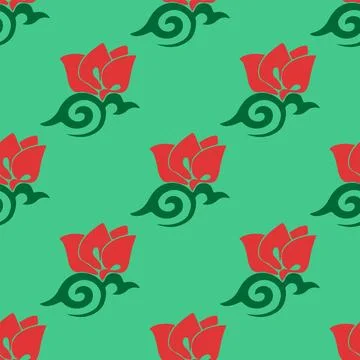 Floral pattern Tatar Native Ornamental border with tulips. Culture of the Tat Stock Illustration