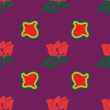Floral pattern Tatar Native Ornamental border with tulips. Culture of the Tat Illustrazione stock