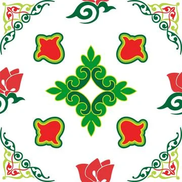Floral pattern Tatar Native Ornamental border with tulips. Culture of the Tat Illustrazione stock