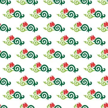 Floral pattern Tatar Native Ornamental border with tulips. Culture of the Tat Stock Illustration