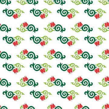 Floral pattern Tatar Native Ornamental border with tulips. Culture of the Tat 库存插图