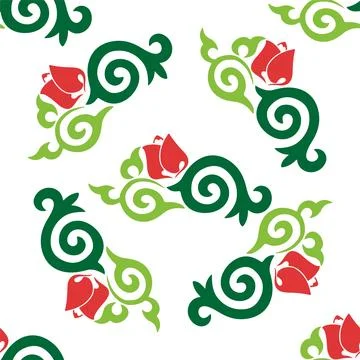 Floral pattern Tatar Native Ornamental border with tulips. Culture of the Tat Stock Illustration