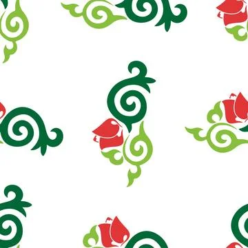 Floral pattern Tatar Native Ornamental border with tulips. Culture of the Tat Stock Illustration
