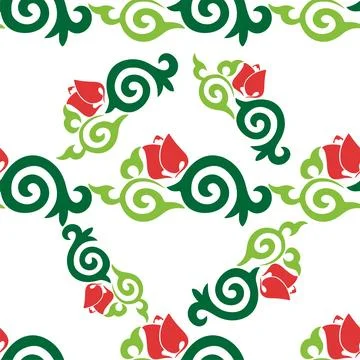 Floral pattern Tatar Native Ornamental border with tulips. Culture of the Tat Illustrazione stock