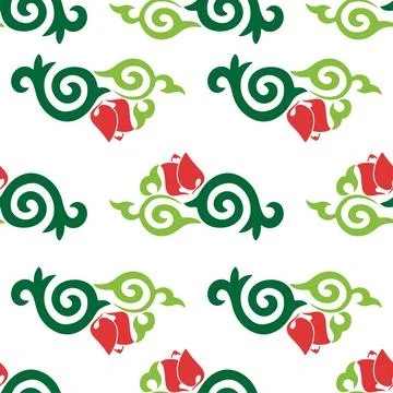 Floral pattern Tatar Native Ornamental border with tulips. Culture of the Tat 库存插图