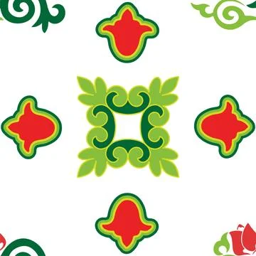 Floral pattern Tatar Native Ornamental border with tulips. Culture of the Tat Stock Illustration