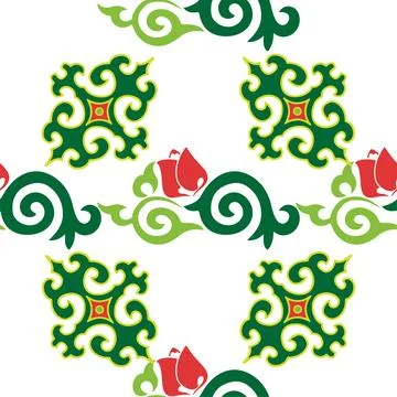 Floral pattern Tatar Native Ornamental border with tulips. Culture of the Tat Stock Illustration