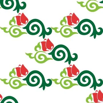 Floral pattern Tatar Native Ornamental border with tulips. Culture of the Tat Stock Illustration