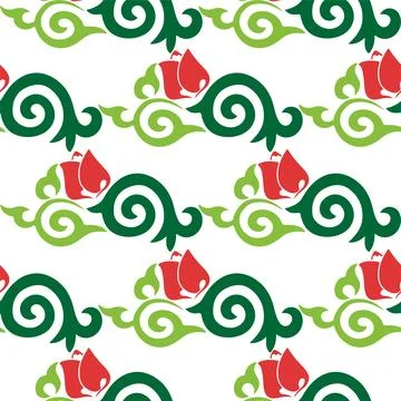 Floral pattern Tatar Native Ornamental border with tulips. Culture of the Tat Stock Illustration