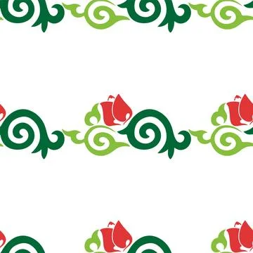 Floral pattern Tatar Native Ornamental border with tulips. Culture of the Tat Stock Illustration