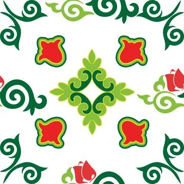 Floral pattern Tatar Native Ornamental border with tulips. Culture of the Tat Stock Illustration