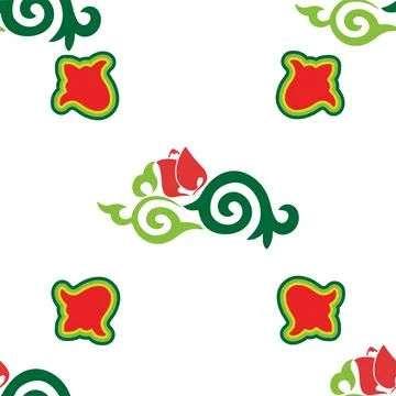 Floral pattern Tatar Native Ornamental border with tulips. Culture of the Tat Stock Illustration