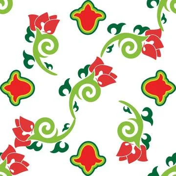 Floral pattern Tatar Native Ornamental border with tulips. Culture of the Tat 库存插图