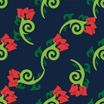 Floral pattern Tatar Native Ornamental border with tulips. Culture of the Tat Illustrazione stock