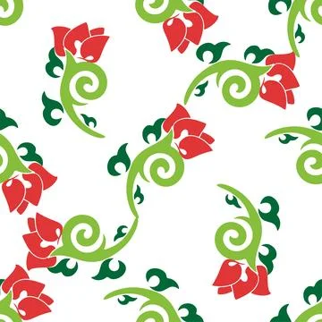 Floral pattern Tatar Native Ornamental border with tulips. Culture of the Tat Stock Illustration