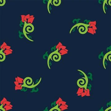 Floral pattern Tatar Native Ornamental border with tulips. Culture of the Tat Stock Illustration