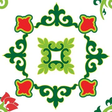 Floral pattern Tatar Native Ornamental border with tulips. Culture of the Tat 库存插图