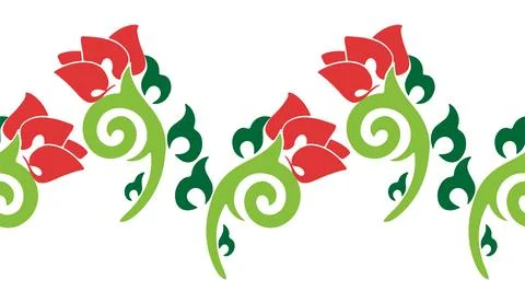 Floral pattern Tatar Native Ornamental border with tulips. Culture of the T.. 스톡 일러스트