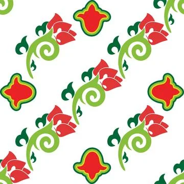 Floral pattern Tatar Native Ornamental border with tulips. Culture of the Tat Stock Illustration