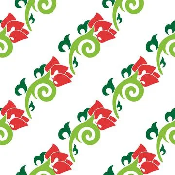 Floral pattern Tatar Native Ornamental border with tulips. Culture of the Tat Stock Illustration